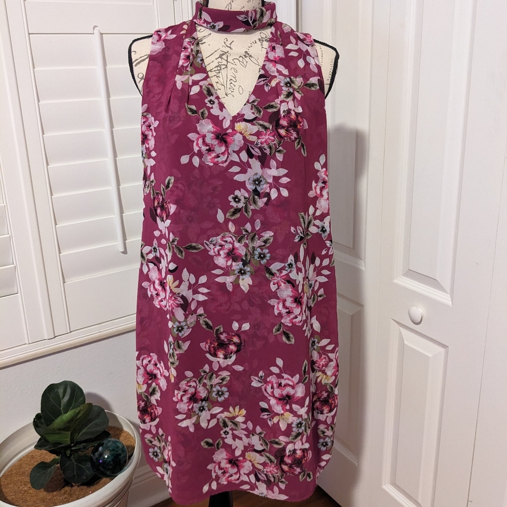WHBM | Floral Shift Dress with Neck Tie